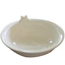 모모숲 고양이 도자기 식기, 화이트, 1개