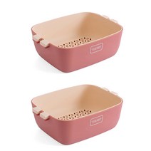네이처타임즈 실리콘 이중채반 2p, 핑크