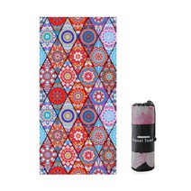 큐랑 어크로스 극세사 프린팅 바다 비치 타올 그물가방 포함 80 x 160 cm, 빈티지 SY19, 1개