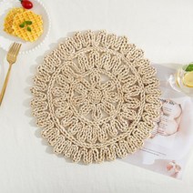 티나홈 원형 라탄 밀짚 테이블매트, 꽃잎, 38cm