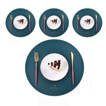 티나홈 원형 방수 테이블 매트 4p, 청록, 38cm