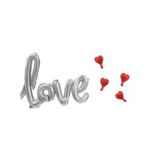 파티야놀자 기념일 풍선 하트 4p + LOVE 세트, 레드(하트풍선), 실버(LOVE 풍선), 1세트