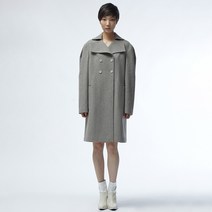 쿠만YHJ 여성용 멜란지 더블 브레스트 울 블렌드 코트