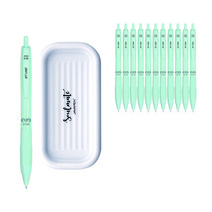 자바펜 제트라인 베이비 초저점도 유성볼펜 0.38mm 12p + 펜트레이 세트, 민트(볼펜), 랜덤발송(펜트레이), 1세트