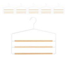 모노플랫 원목 포인트 다용도 옷걸이 3단, 화이트 + 우드, 6개