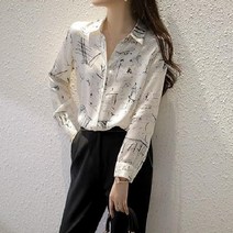 여성용 드로잉 긴팔 블라우스 24189