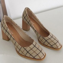 힐로 여성 체크 미들 힐