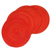 마켓레브 북유럽스타일 면사 원형 냄비받침대 30cm, 레드, 4개