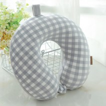 FTSY 체크 여행용 목베개, 그레이