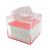 아크리코 아크릴 각티슈 수납 정사각 케이스, 핑크, 1개