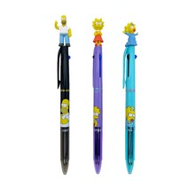심슨 마스코트 3색 볼펜 3종 세트 0.5mm, 호머, 리사, 매기, 1세트