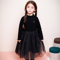 젤리스푼 여아용 시크블랙 라라펄 밍크기모 원피스