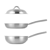 에델코첸 통3중 뉴 이지프리즘 프라이팬 2종 세트, 크림, 프라이팬 24cm + 웍팬 24cm