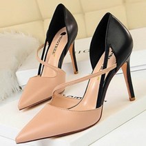 페이퍼먼츠 투톤컬러 스트랩 스틸레토 하이힐 00115