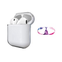 디씨네트워크 에어팟 1세대 / 2세대 투명 하드 케이스 + 철가루 방지 스티커, 투명(케이스), 랜덤발송(스티커)