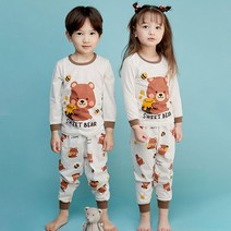 올로미미 아동용 스위트베어 9부 자가드 실내복 상하 세트