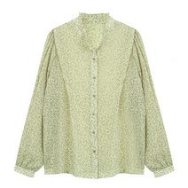 비엔엑스 여성용 플라워 나염 하이넥 셔츠