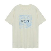 여성용 심플 나염 반팔 라운드 티셔츠