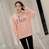 임산부 소매넥 레이스 PARIS 긴팔 수유티셔츠