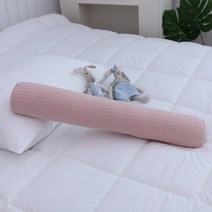 린즈홈 줄누빔 피그먼트 원통 바디필로우 쿠션커버 솜포함, 베이비 핑크