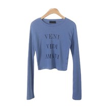 여성용 레터링 크롭 긴팔 티셔츠 T8823K22