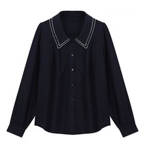 더블 물결카라 셔링 블라우스