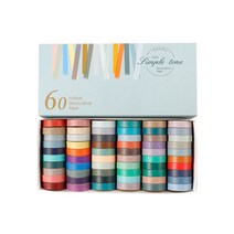 미빌 칼라 종이 마스킹테이프 10mm x 2m, 60색, 1개