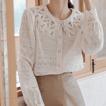 페이퍼먼츠 펀칭카라넥 올 레이스 라운드넥 블라우스 01469