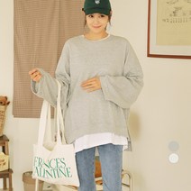 쿨쿠 임산부 오버핏 양 트임 긴팔 티셔츠