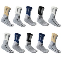 맥시브 남성용 장목 등산 스포츠 양말 10켤레, 네이비, 베이지, 블랙, 화이트