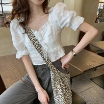 메이첼 펀칭 레이스 크롭 반팔 블라우스 00924