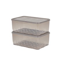 땡스소윤 냉동실 용기 밀폐용기 5호 1300ml 투명그레이, 2개입, 1개