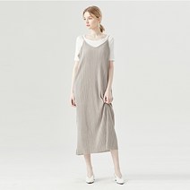 탱커스 심플 주름 롱 뷔스티에 끈 원피스 TU1OP045L0