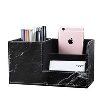 온메이커 가죽 데스크홀더 명함꽂이 펜홀더 연필, 블랙대리석, 1개