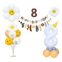 데이지 숫자기둥 펠트가랜드 8 생일 풍선 + 구성품 랜덤발송 세트, 혼합색상, 1개