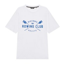 헤지스 남성용 헤지스X티라이브러리 로잉 그래픽 티셔츠 Blue Boat Club Sovenir