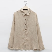 탱커스 여성용 데일리 심플 린넨 카라 루즈핏 셔츠 TU3BL006L0