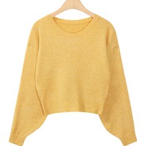 레몬소울 여성용 루루 크롭 라운드 니트티