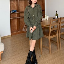 페이퍼먼츠 카라넥 빅포켓 벨티드 긴팔 미니 원피스 02637