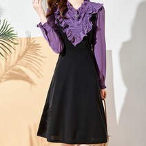 페이퍼먼츠 퍼플 프릴 하객 격식 룩 미디 원피스 02574