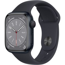 Apple 애플워치 8 GPS, 41mm, 알루미늄, 미드나이트 / 미드나이트 스포츠밴드