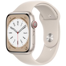 Apple 애플워치 8, 45mm, GPS+Cellular, 알루미늄, 스타라이트 / 스타라이트 스포츠 밴드, 스타라이트(케이스) + 스타라이트(밴드)