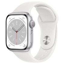 Apple 애플워치 8 GPS, 41mm, 알루미늄, 실버 / 화이트 스포츠밴드