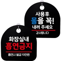 뭉키데코 고리형 안내표지판 2종 블랙 S8 세트, 1세트, S8_102(화장실내 흡연금지, 사용후 물을 내려 주세요)