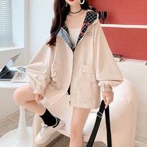 메이첼 오버핏 양면 빅사이즈 바람막이 후두 점퍼 01263