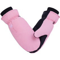 쥬쥬스마마 여성용 겨울 스포츠 방수 터치 스키 보드 장갑, 눈송이핑크