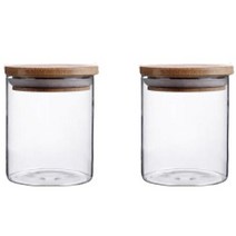 인블룸 원목뚜껑 원형 내열유리병, 2개, 500ml