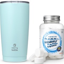 캐리보틀 스탠다드 스테인레스 보온보냉 텀블러 600ml + 발포세정제 5g x 30p 세트, 민트(텀블러)