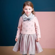 젤리스푼 여아용 New 윈터 스노우 기모 샤 원피스 넥워머 세트