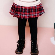 젤리스푼 여아용 New 멀티체크 기모 스커트레깅스